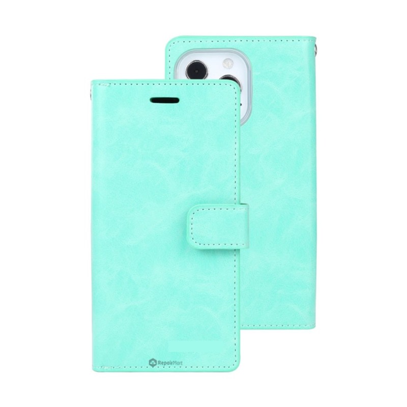 iPhone 16 Plus Flip Wallet Case Cover with Metal Snap-On Fastener: PU