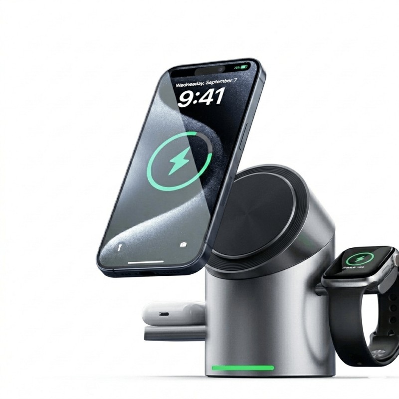 3 in 1 Wireless Charging Station with MagSafe Compatible Compatibility –