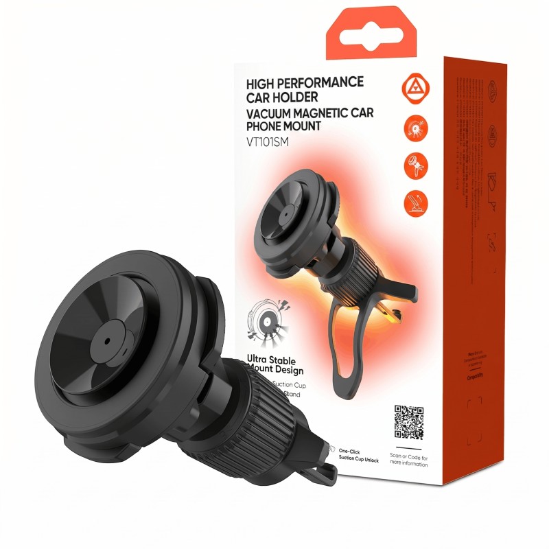 Magnetic Suction Cup Car Phone Mount Black
