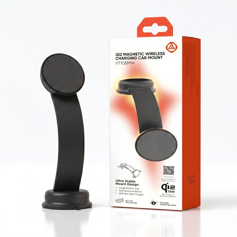 Qi2 Wireless Charging Car Mount Black — 15W... | RepairMart