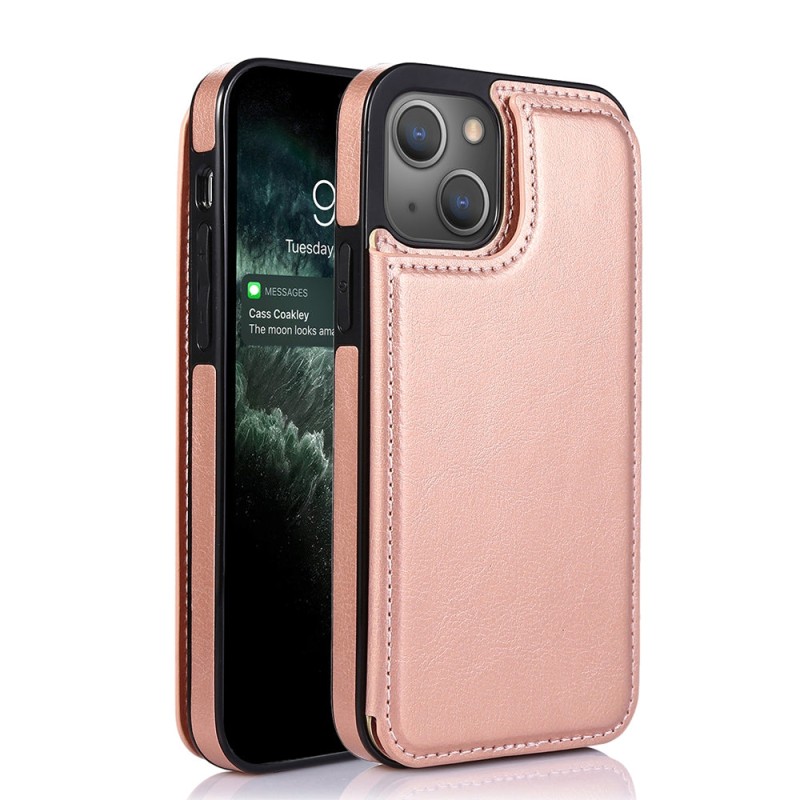 Back Flip Leather Wallet Cover Case for iPhone 13 - Black