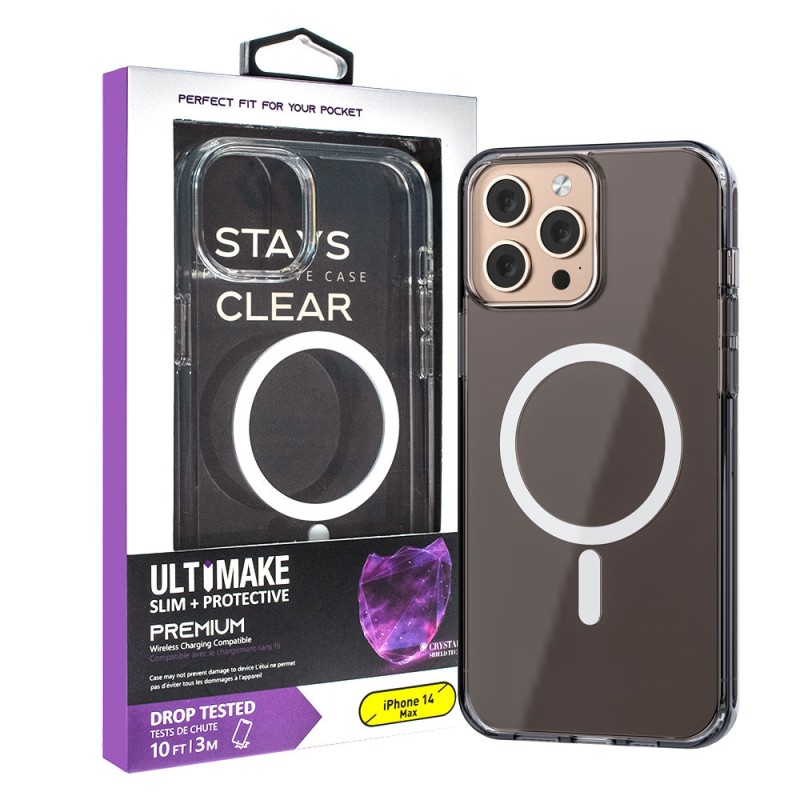 iPhone 14 Plus Slim Shockproof Clear Case Cover - Clear Black