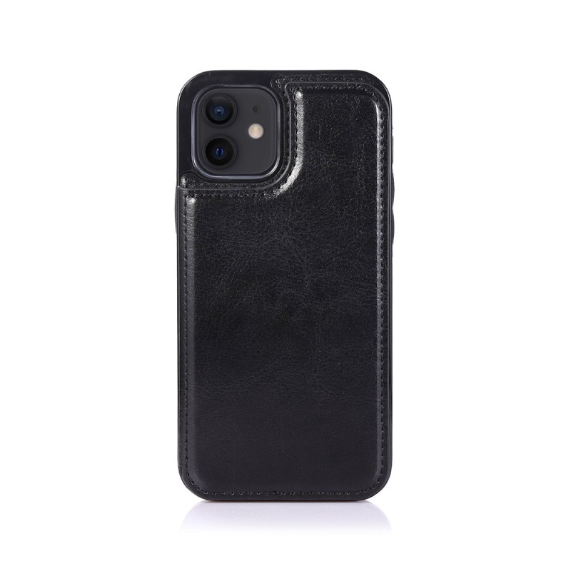 iPhone 12 Leather Wallet Flip Case Cover - Black | Australia