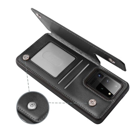 Samsung Galaxy S20 Ultra Leather Wallet Flip Diary Case Cover - Black