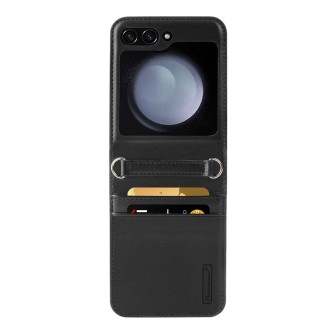 Samsung Galaxy Z Flip5 Leather Wallet Flip Diary Case Cover - Black