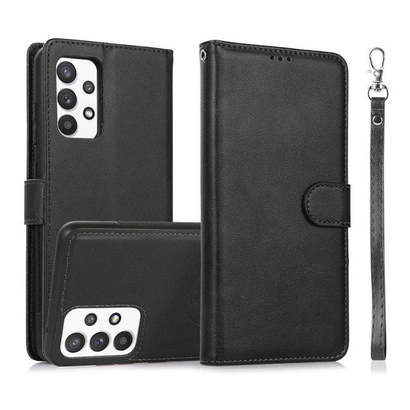 Samsung Galaxy A32 Leather Wallet Flip Diary Case Cover - Black