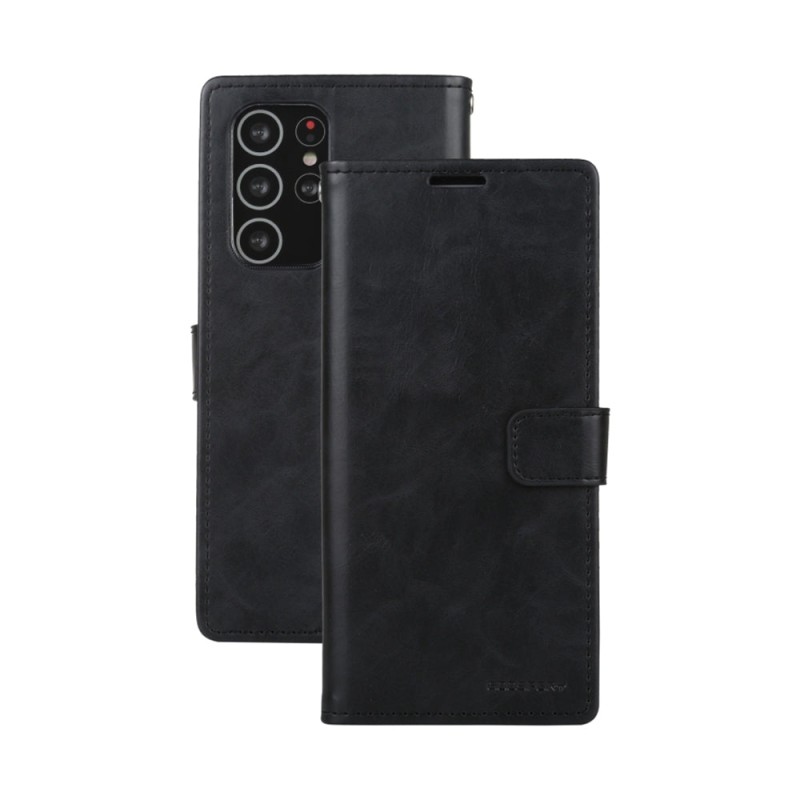 Samsung Galaxy S21 Ultra Leather Wallet Flip Diary Case Cover - Black