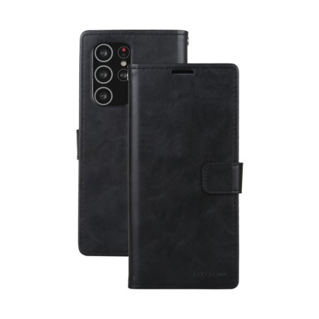 Samsung Galaxy S21 Ultra Leather Wallet Flip Diary Case Cover - Black