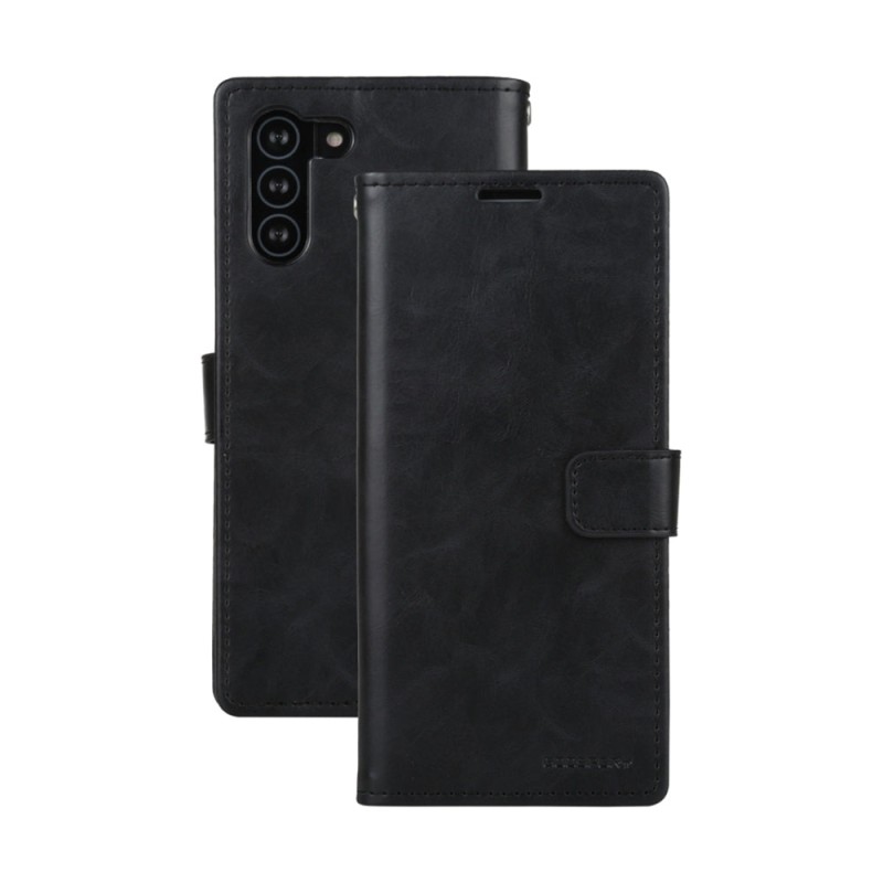 Samsung Galaxy S21 Leather Wallet Flip Diary Case Cover - Black