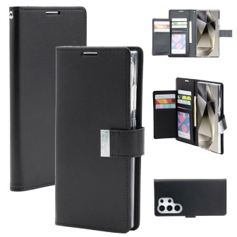 Samsung Galaxy S24 Ultra Leather Wallet Flip Diary Case Cover - Black