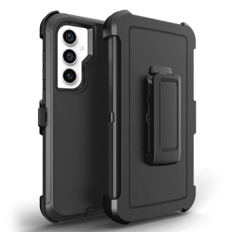 Samsung Galaxy S23 FE Rugged Armor Belt Clip Holster Case Cover - Blac