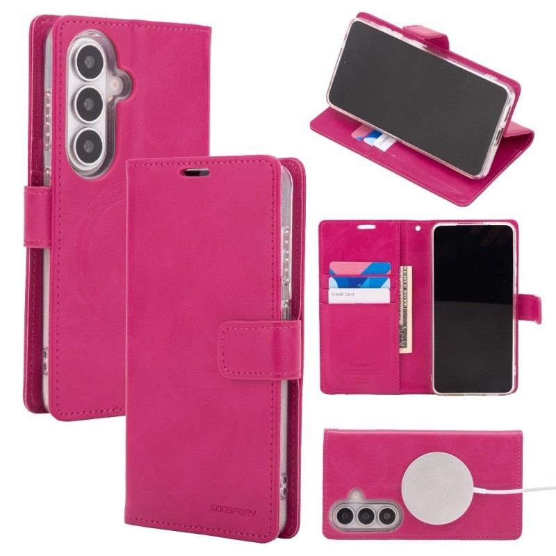 Samsung Galaxy S26 MagSafe Compatible Leather Wallet Flip Diary Case C