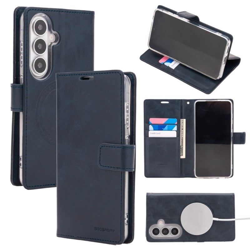 Samsung Galaxy S26 MagSafe Compatible Leather Wallet Flip Diary Case C