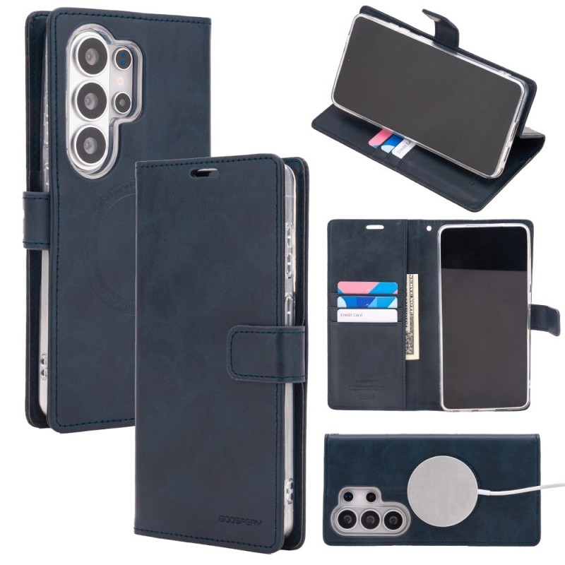 Samsung Galaxy S26 Ultra MagSafe Compatible Leather Wallet Flip Diary