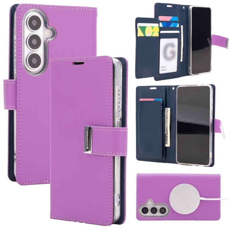 Samsung Galaxy S26 Plus MagSafe Compatible Leather Wallet Flip Diary C