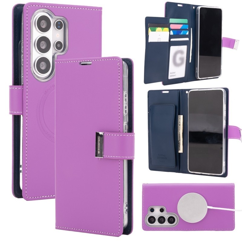 Samsung Galaxy S26 Ultra MagSafe Compatible Leather Wallet Flip Diary