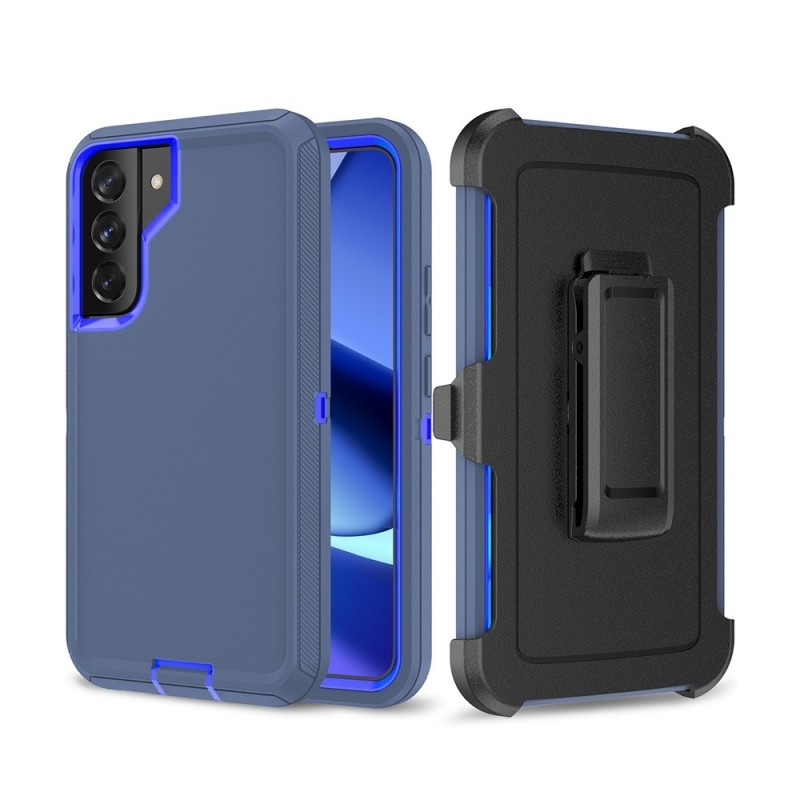 Samsung Galaxy S22 Rugged Armor Belt Clip Holster Case Cover - Navy