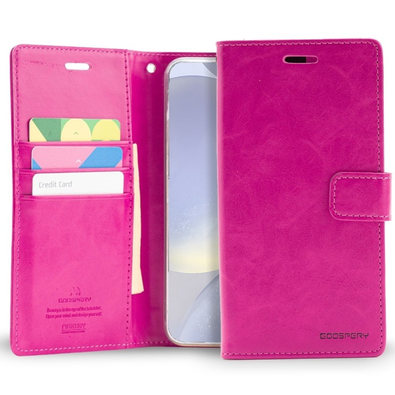 Samsung Galaxy S24 Leather Wallet Flip Diary Case Cover - Hot Pink