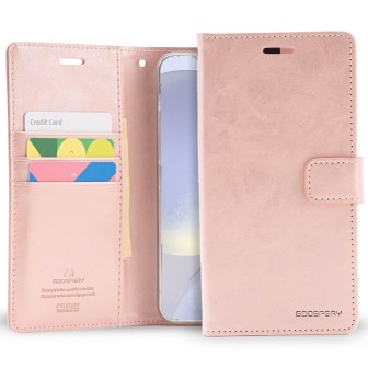 Samsung Galaxy S24 Leather Wallet Flip Diary Case Cover - Rose Gold