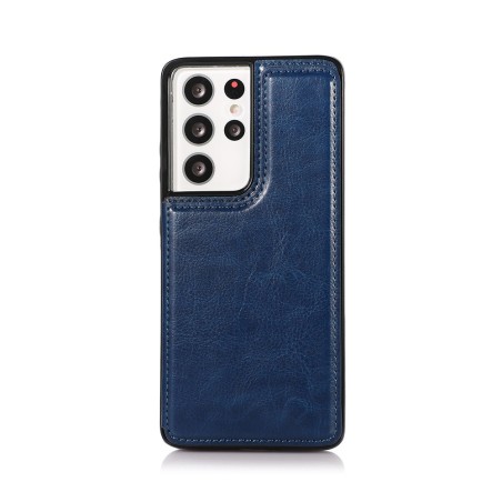Samsung Galaxy S21 Ultra Leather Wallet Flip Diary Case Cover - Blue