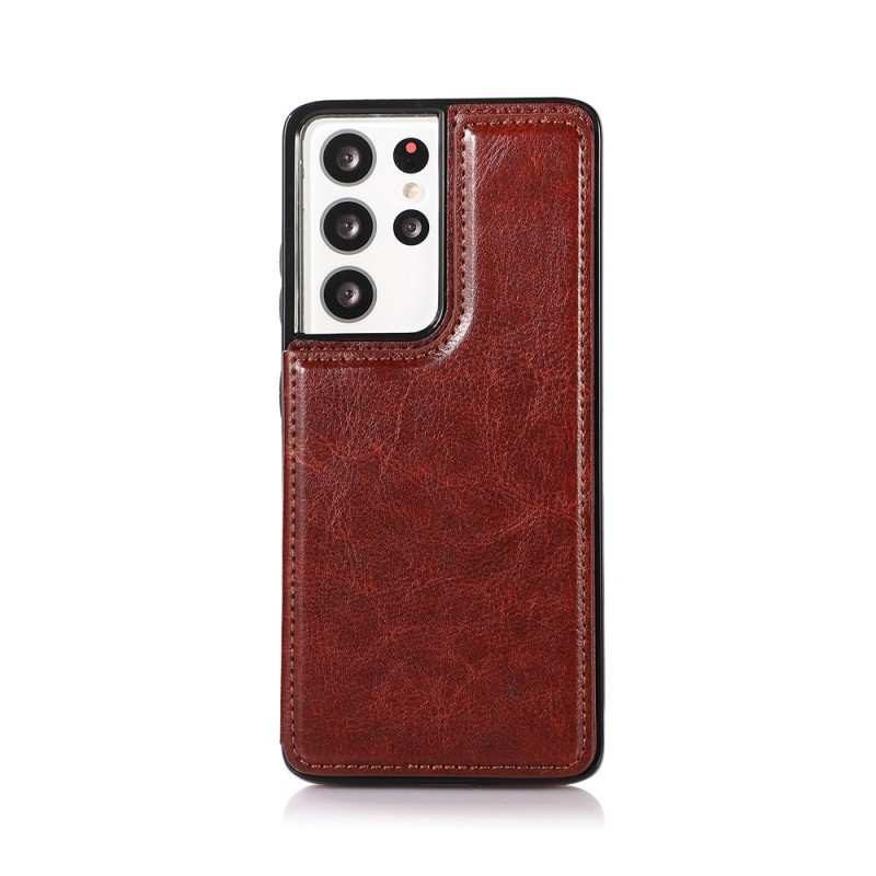 Samsung Galaxy S21 Ultra Leather Wallet Flip Diary Case Cover - Brown