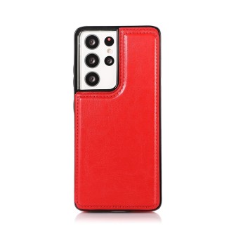 Samsung Galaxy S21 Ultra Leather Wallet Flip Diary Case Cover - Red