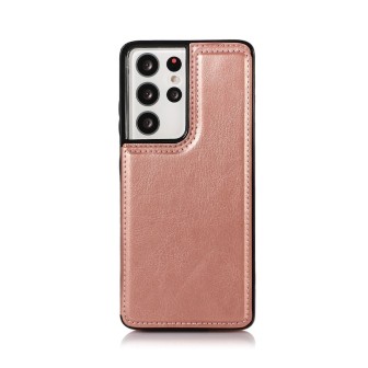 Samsung Galaxy S21 Ultra Leather Wallet Flip Diary Case Cover - Rose G