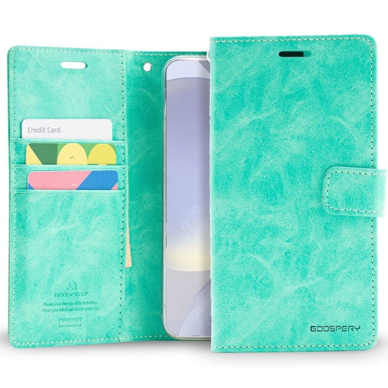 Samsung Galaxy S24 Plus Leather Wallet Flip Diary Case Cover - Mint
