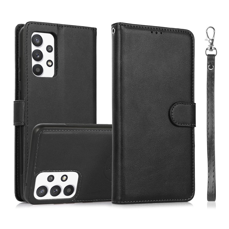 Samsung Galaxy A32 Leather Wallet Flip Diary Case Cover - Brown