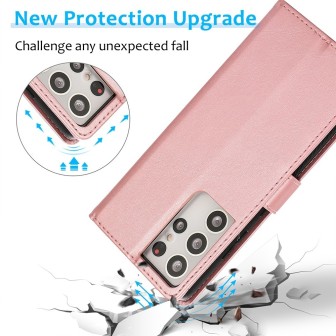 Samsung Galaxy S21 Ultra Leather Wallet Flip Diary Case Cover - Rose G