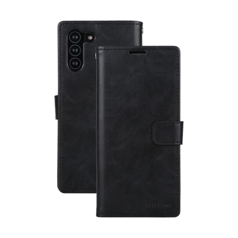 Samsung Galaxy S21 FE Leather Wallet Flip Diary Case Cover - Black