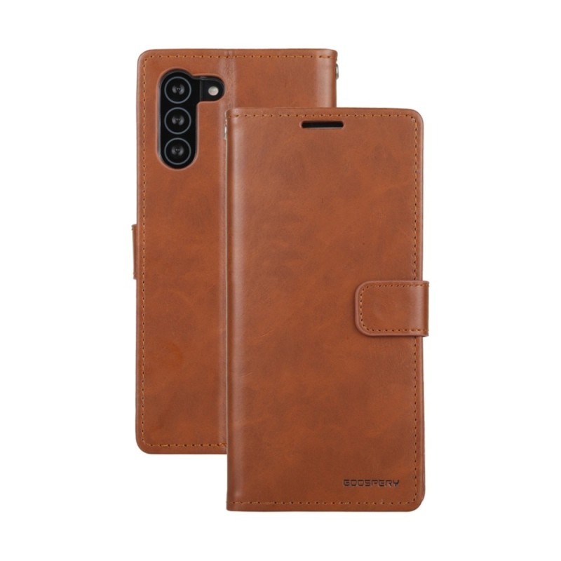 Samsung Galaxy S21 FE Leather Wallet Flip Diary Case Cover - Brown