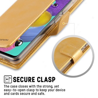 Samsung Galaxy S21 FE Leather Wallet Flip Diary Case Cover - Gold
