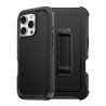 iPhone 16 Pro Max Rugged Armor Belt Clip Holster Case Cover - Black