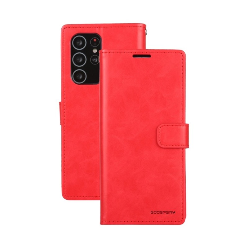 Samsung Galaxy S21 Ultra Leather Wallet Flip Diary Case Cover - Red