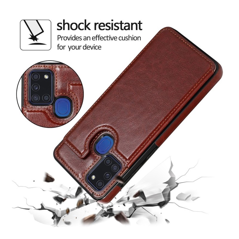 Samsung Galaxy A21S Leather Wallet Flip Diary Case Cover - Brown