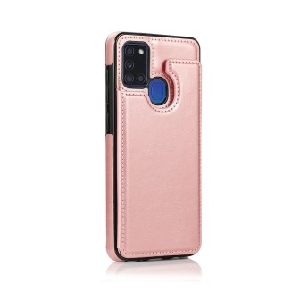Samsung Galaxy A21S Leather Wallet Flip Diary Case Cover - Rose Gold
