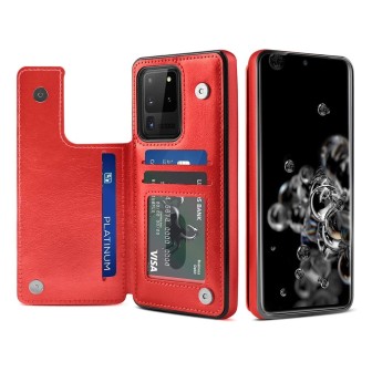 Samsung Galaxy S20 Ultra Leather Wallet Flip Diary Case Cover - Red