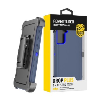 Samsung Galaxy S21 Rugged Armor Belt Clip Holster Case Cover - Navy