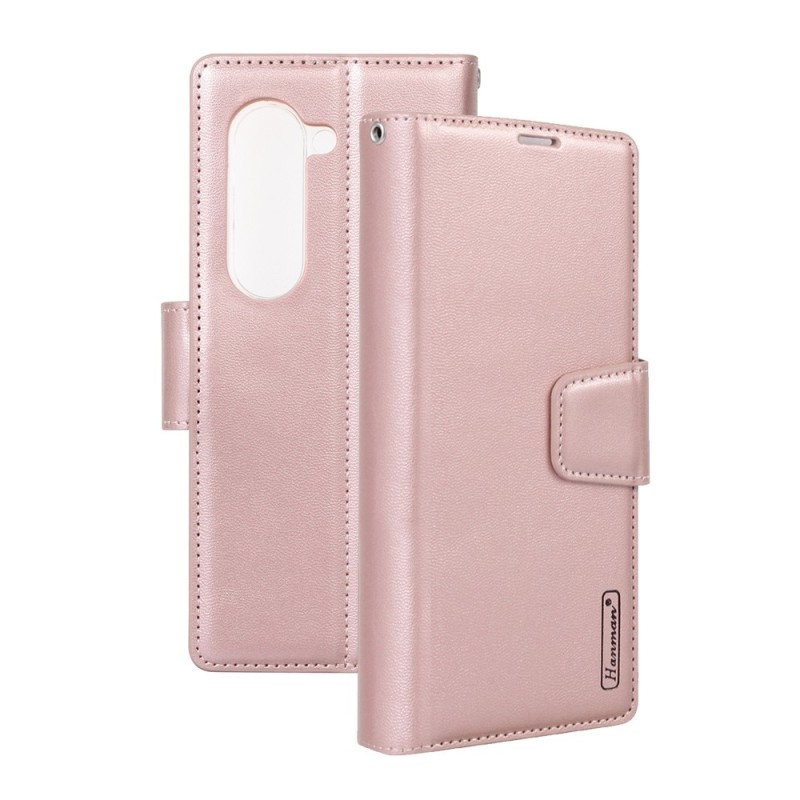Samsung Galaxy Z Fold7 Leather Wallet Flip Diary Case Cover - Rose Gol
