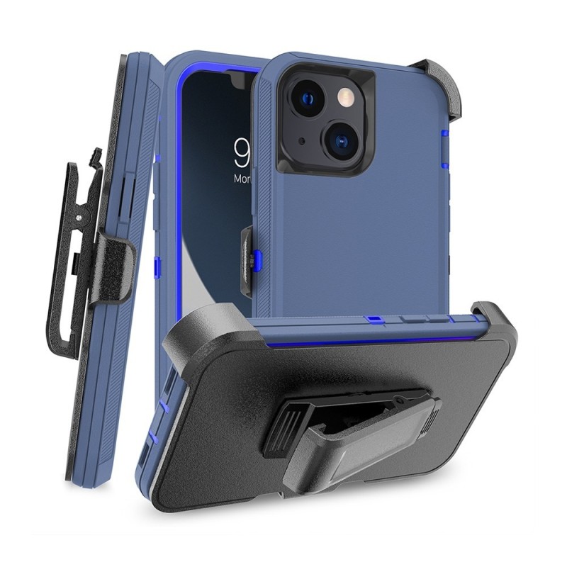 iPhone 13 / 14 / 15 Rugged Armor Belt Clip Holster Case Cover - Red