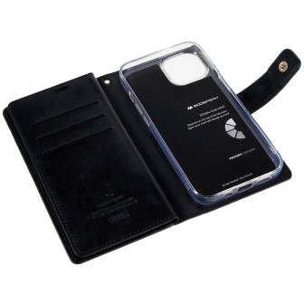 iPhone 15 Leather Wallet Flip Diary Case Cover - Navy | Australia