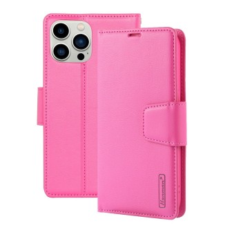 iPhone 14 Pro Max Leather Wallet Flip Diary Case Cover - Hot Pink