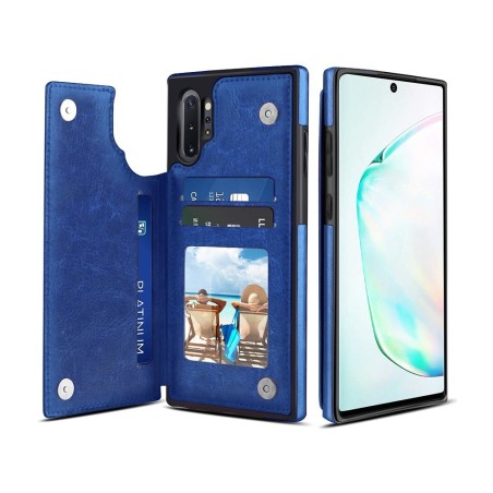 Samsung Galaxy Note 10 Plus Leather Wallet Flip Diary Case Cover - Blu
