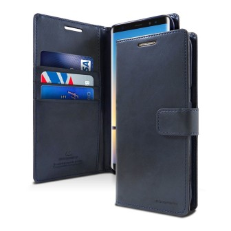 Samsung Galaxy Note 8 Leather Wallet Flip Diary Case Cover - Navy