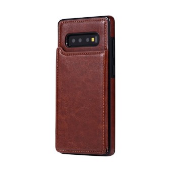 Samsung Galaxy S10 Plus Leather Wallet Flip Diary Case Cover - Brown