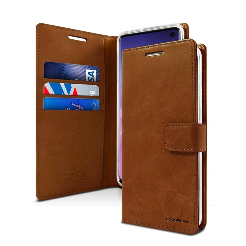 Samsung Galaxy S10 Leather Wallet Flip Diary Case Cover - Brown