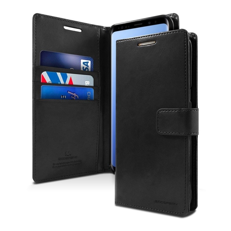 Samsung Galaxy S9 Leather Wallet Flip Diary Case Cover - Black