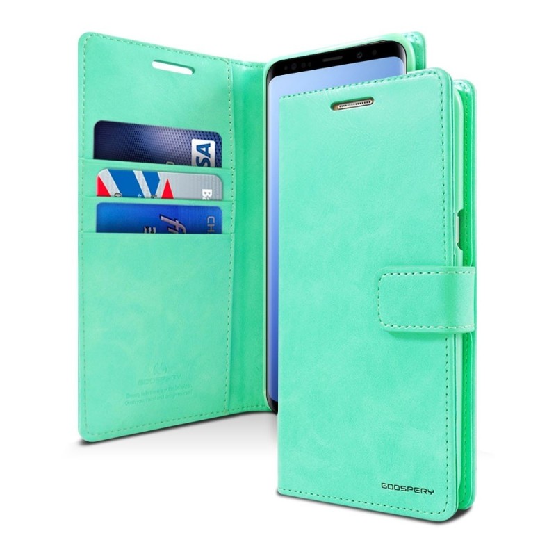 Samsung Galaxy S9 Leather Wallet Flip Diary Case Cover - Mint