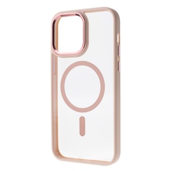 iPhone 13 / 14 Clear with Metal Camera Frame Case Cover - Pink